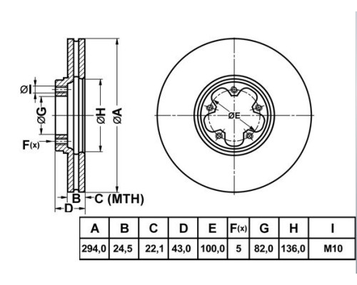 ON FREN DISKI HAVALI 294MM (TAKIM) (FORD: TRANSIT V184 00>06)