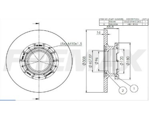 FREN DISKI ARKA 308-5 MM(FORD:TRANSIT V362 12> - V363 13>)