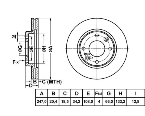 ON FREN DISKI HAVALI 247MM (PEUGEOT: 106 1.1-1.3-1.4-205 GTI-206-306-CITROEN: ZX)