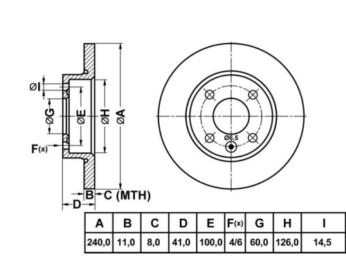 ON FREN DISKI 240MM (OPEL: CORSA C Z12XE 00-03)