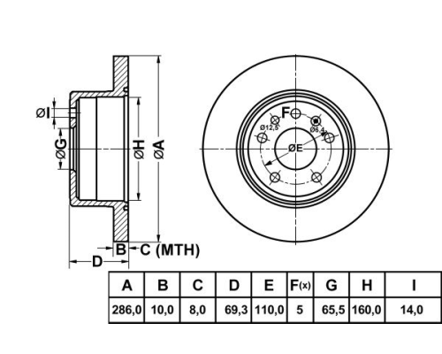 ARKA FREN DISKI 286MM 5 BIJON (OPEL: VECTRA B 99>)