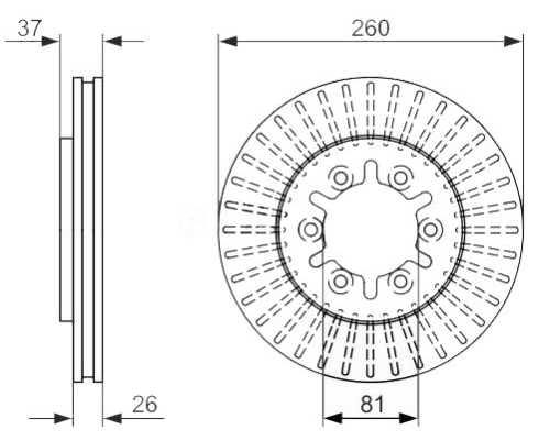 ON FREN DISKI HAVALI 260-6MM (NISSAN: D23 SKYSTAR 02>05-PATHFINDER 97>04 2.7TD R50-URVAN 82>00)