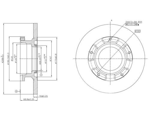 FREN DISKI ARKA 288-5MM (ADET) ABS KITLI (FORD: TRANSIT V362 14> CUSTOM 2.2 TDCI)