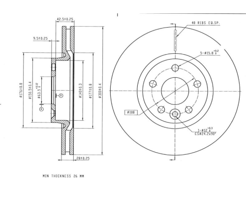 FREN DISK ON HAVA KANALLI 300-5 ( FORD: MONDEO IV 07 - 15 )