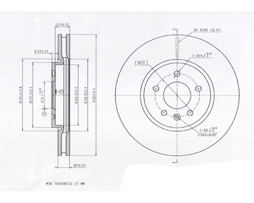 FREN DISK ON HAVA KANALLI 321-5 ( OPEL: ASTRA J 1.3 11 -  )