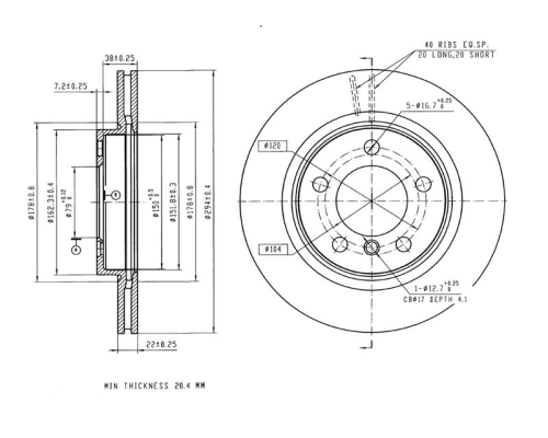 FREN DISK ON HAVA KANALLI 294-5 ( MINI: COOPER COUNTRYMAN 10 -)