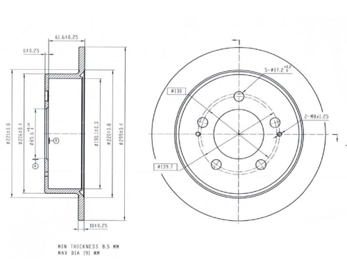 FREN DISK ARKA DUZ  290-5 ( SSANGYONG: ACTYON 2.0XDI KYRON REXTON 02 -)