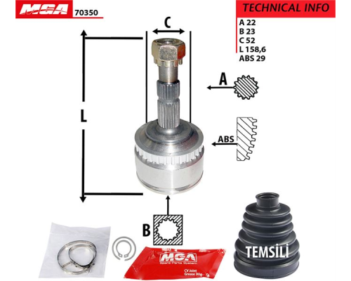 AKS KAFASI DIS ABSLI (OPEL: CORSA - COMBO C 1.7DT - MERIVA 1.7 01--) 29*22*23