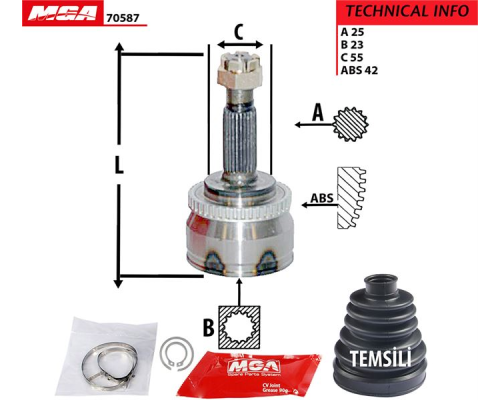 AKS KAFASI DIS ABS'LI (NISSAN: ALMERA 1.5DCI 03>-1.8 BENZINLI 00>) (25x23x55-42)