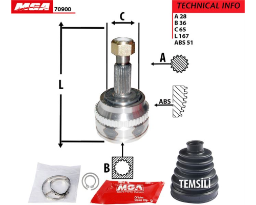 AKS KAFASI ABSLI (RENAULT: MASTER 2.5DCI 2.8DTI 04--) 28*36*64.50