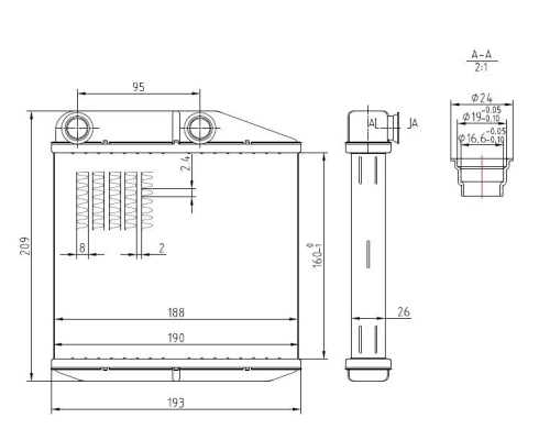 KALORIFER RADYATORU BRAZING (PEUGEOT: BIPPER - CITROEN: NEMO/FIAT:FIORINO LINEA GRANDE PUNTO